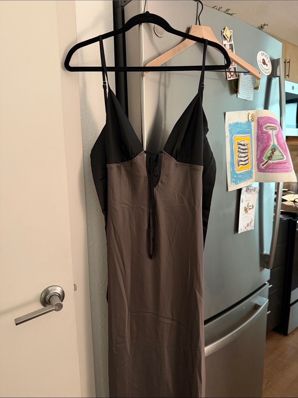 Peppermayo Black and Taupe Maxi Dress